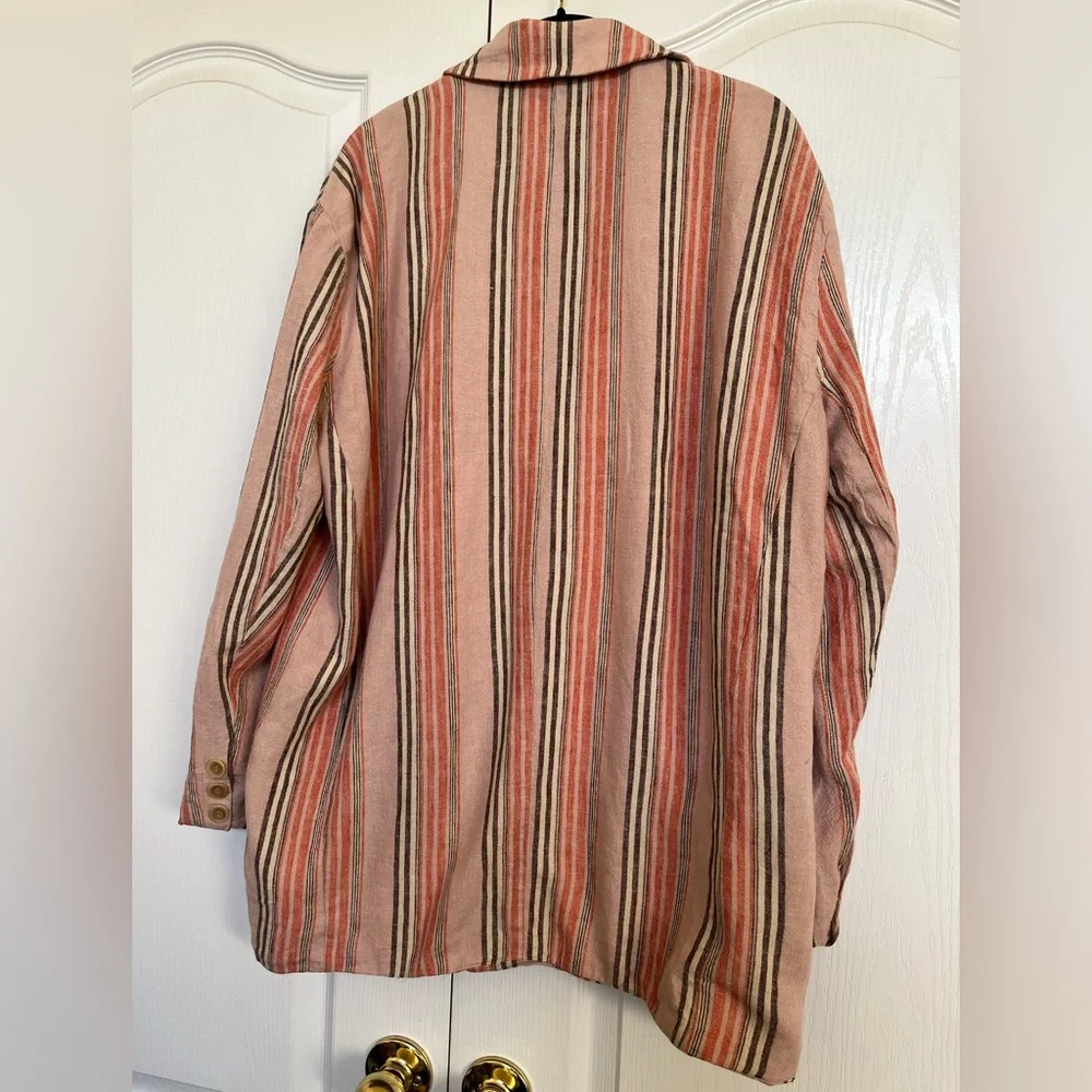 Free People Pink and Cream Striped Blazer - Picture 2 of 12